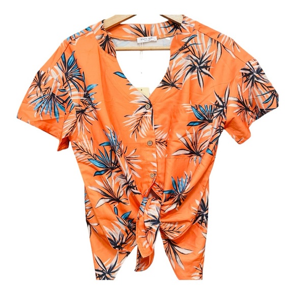 Tropical 2pc Button Down Shirt + Shorts Vacation Set - Picture 9 of 13